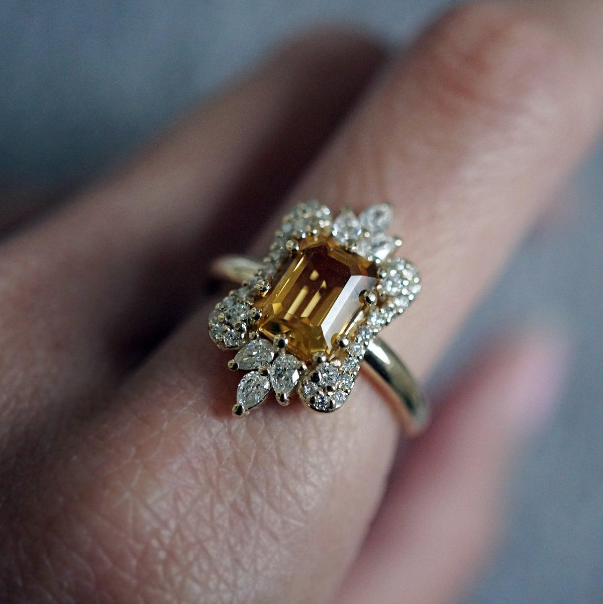 Eleanor Diamond Ring (Citrine/Morganite) - Tippy Taste Jewelry