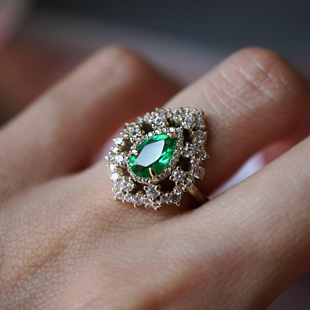 Forest Queen Emerald Diamond Ring - Tippy Taste Jewelry