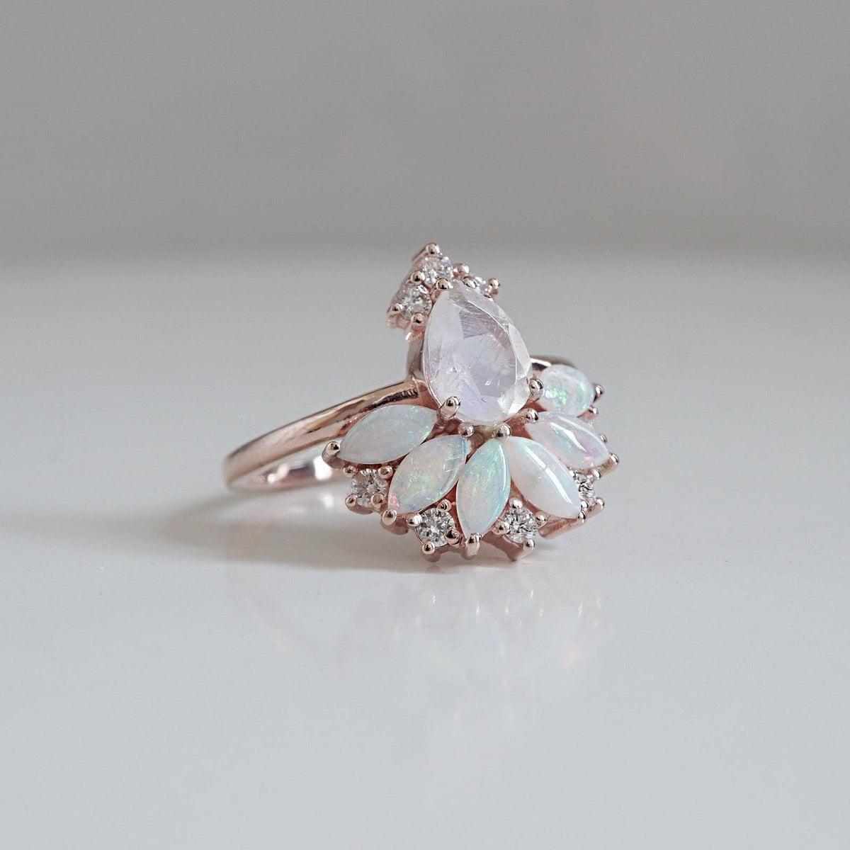 Fairydust Opal Moonstone Diamond Ring - Tippy Taste Jewelry