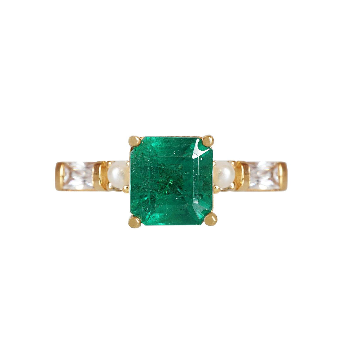 Emerald Pearl Persian Diamond Ring
