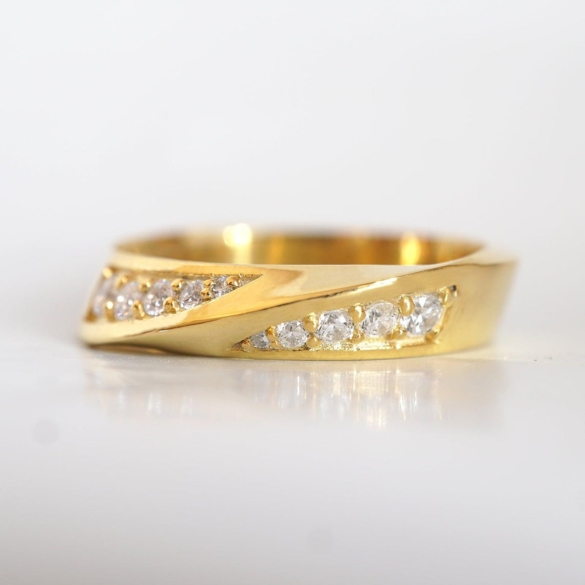 Spiral Diamond Ring in 14K and 18K Gold, 5mm - Tippy Taste Jewelry