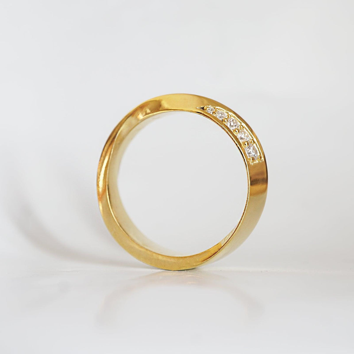 Spiral Diamond Ring in 14K and 18K Gold, 5mm - Tippy Taste Jewelry