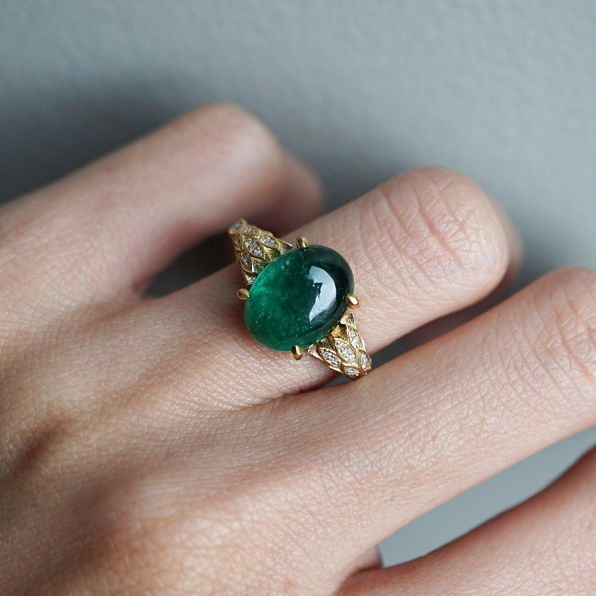 One Of A Kind: Oval Emerald Phoenix Diamond Ring - Tippy Taste Jewelry