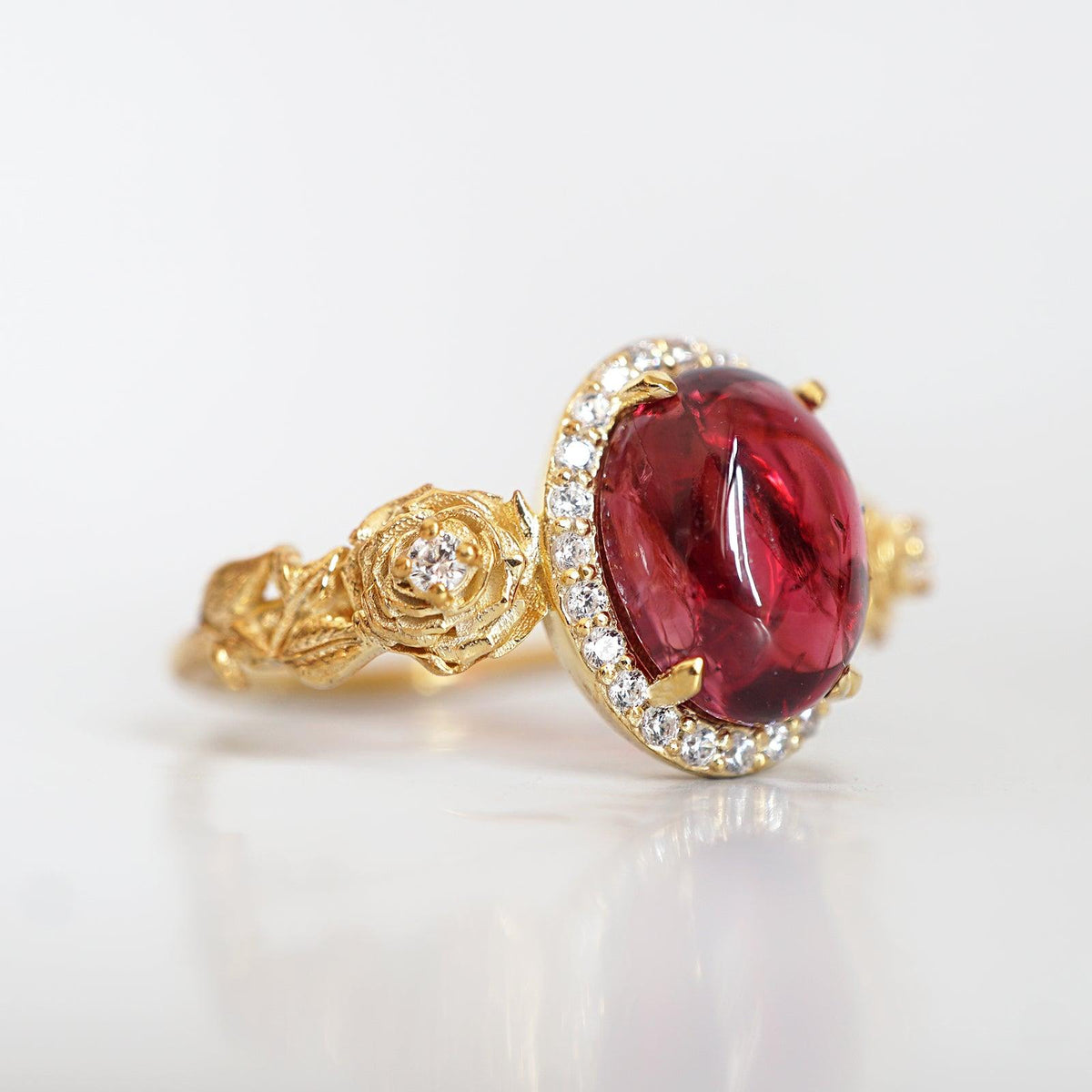 American Beauty Spinel Rose Diamond Ring
