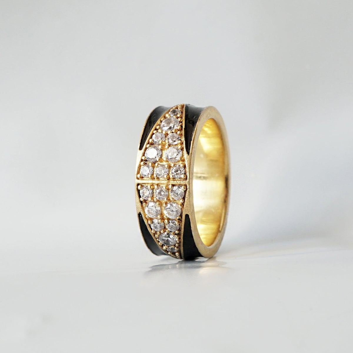 14K Enamel Diamond Ring - Tippy Taste Jewelry
