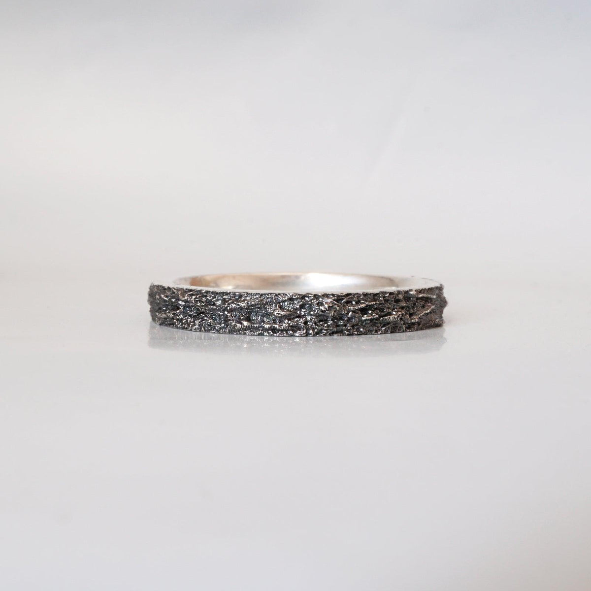 Oxidized Meteoroid Ring Band in Sterling Silver, 3mm