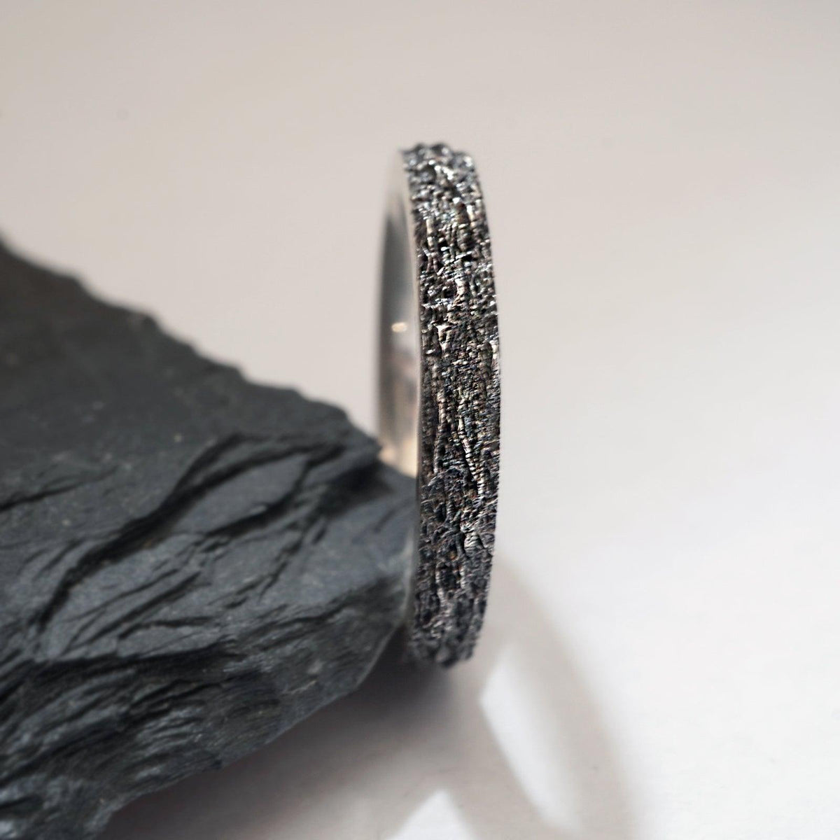 Oxidized Meteoroid Ring Band in Sterling Silver, 3mm