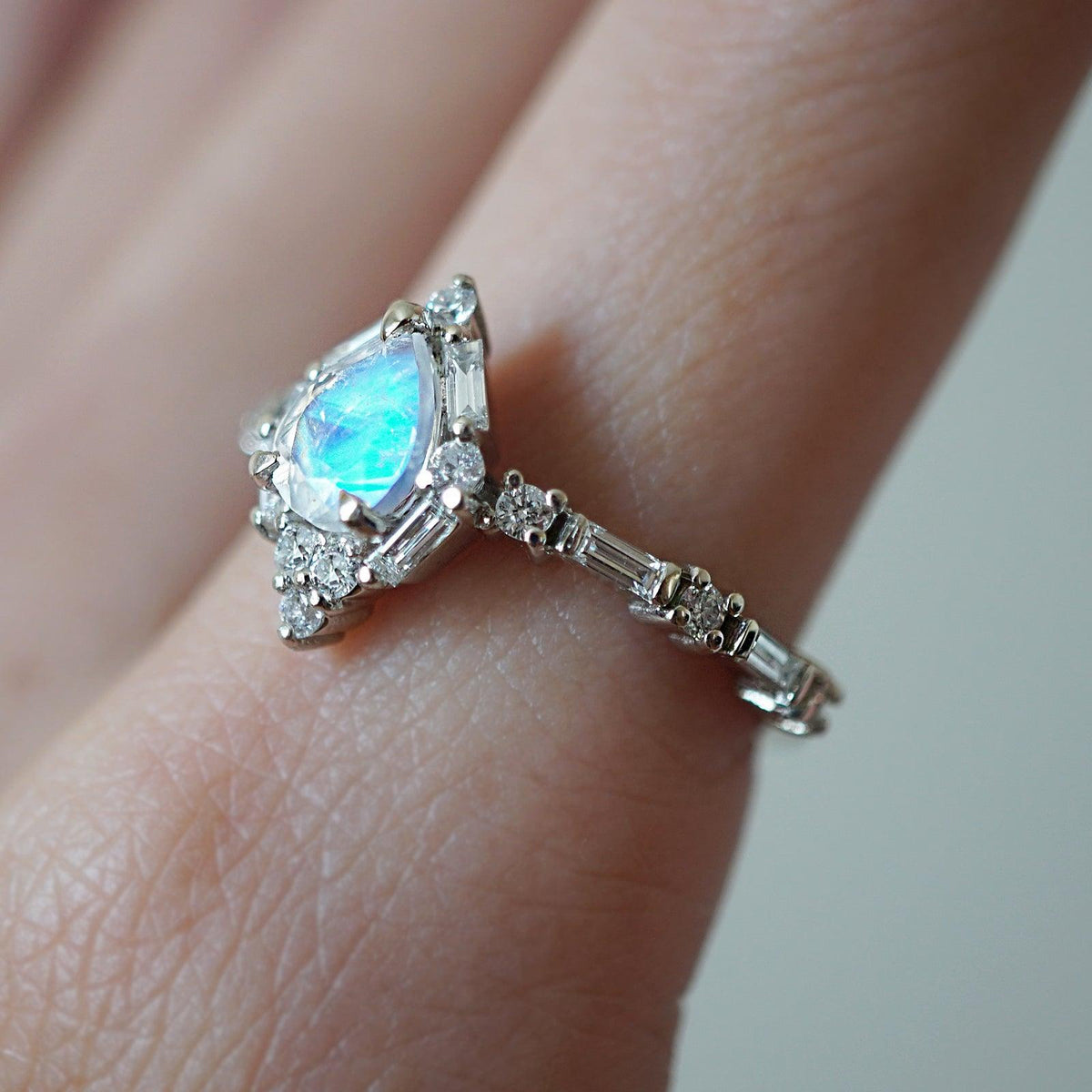 Selene Moonstone Diamond Ring in 14K and 18K Gold - Tippy Taste Jewelry