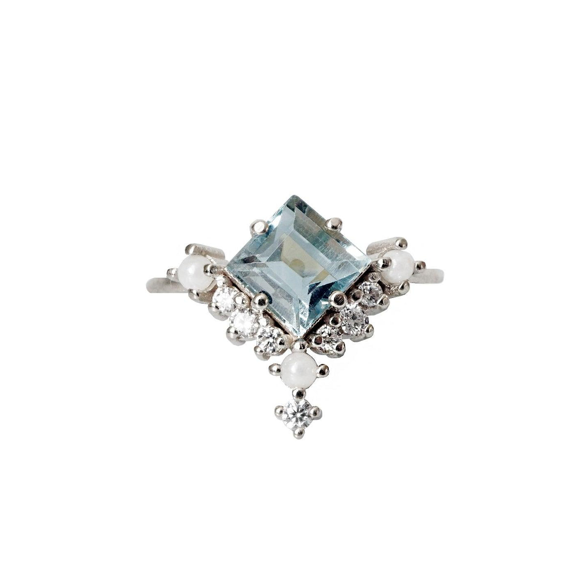 14K Aquamarine Mermaid Pearl Ring - Tippy Taste Jewelry