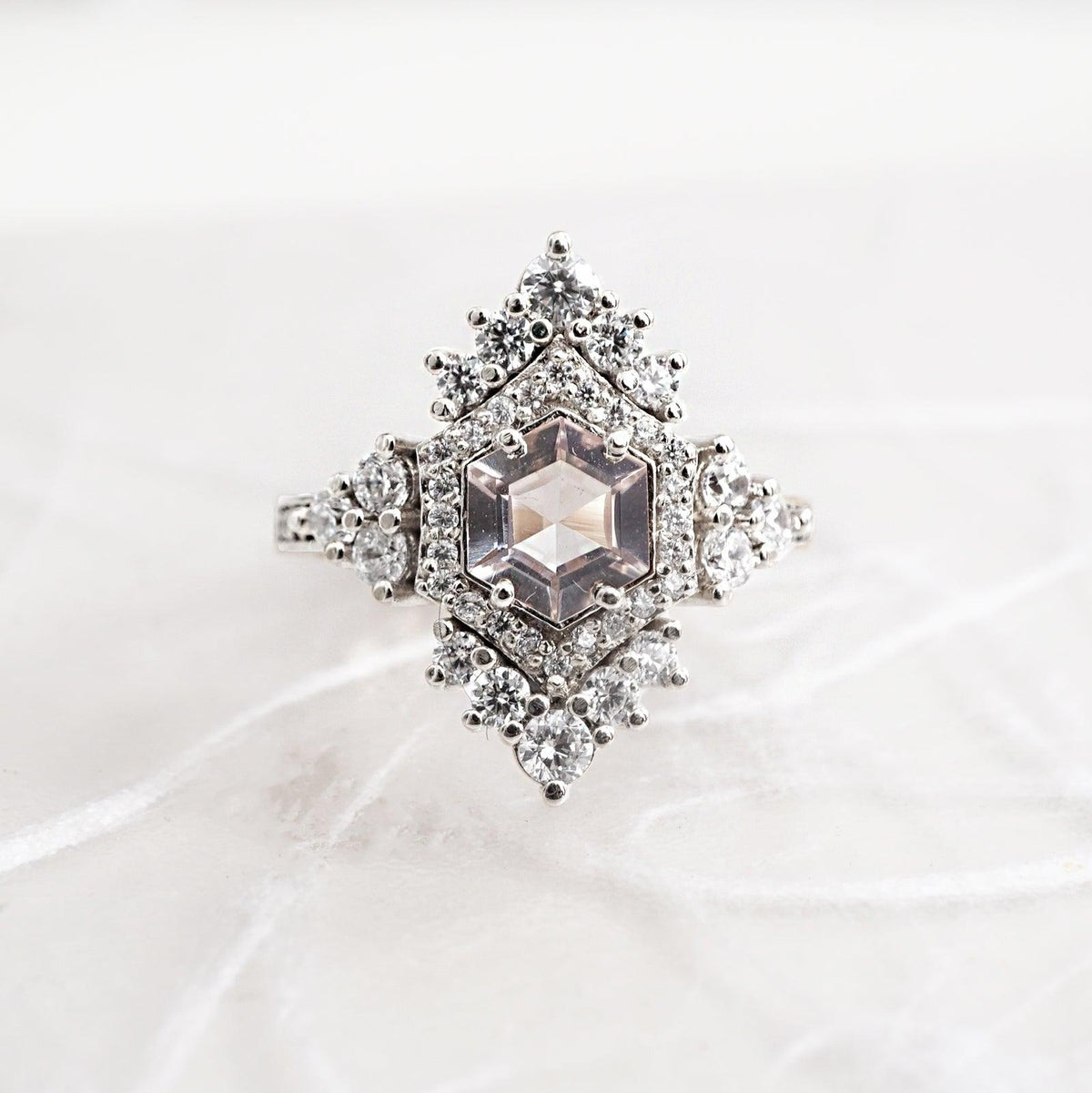 Chandelier Morganite Diamond Ring - Tippy Taste Jewelry
