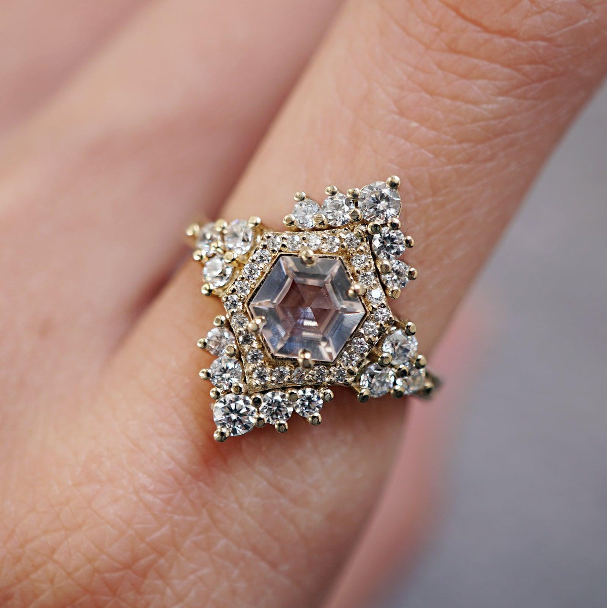 Chandelier Morganite Diamond Ring - Tippy Taste Jewelry