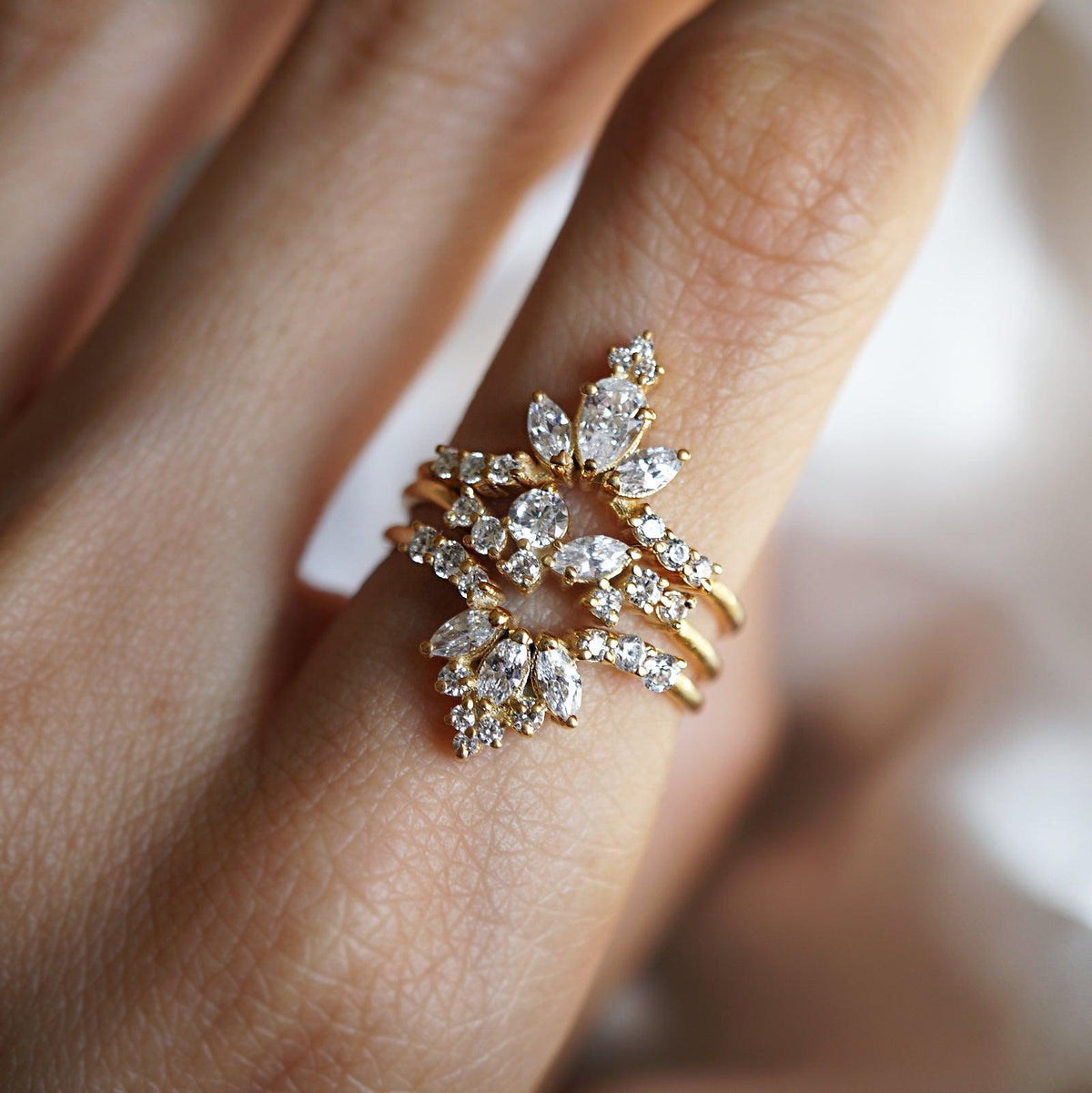 14K and 18K Venice Pear Marquise Ring