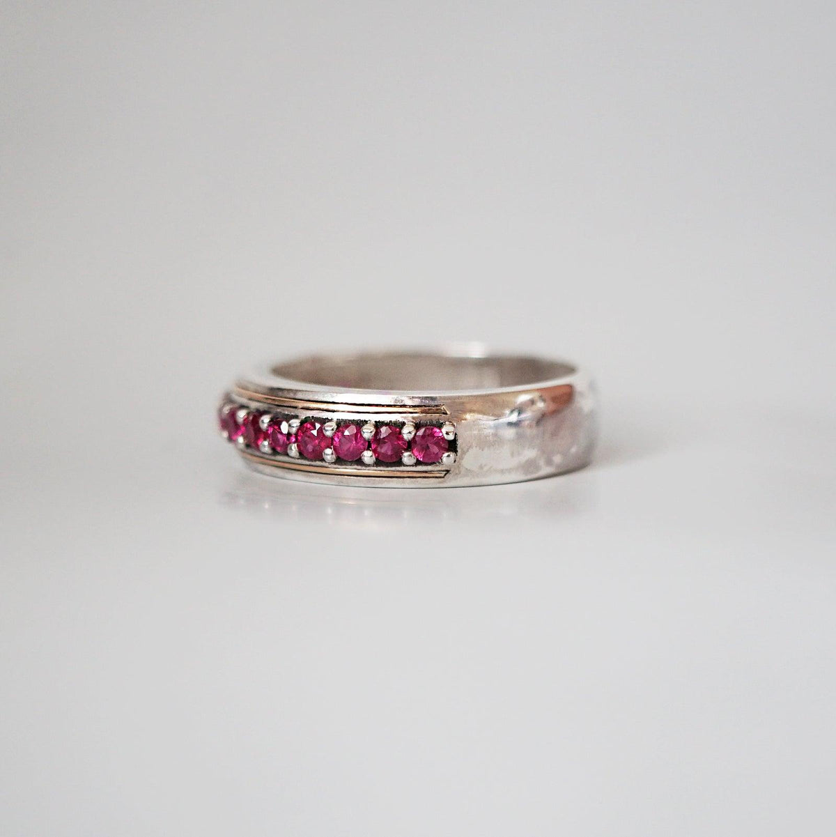 Silver/22K Gold Inlay Ruby Ring, 5mm - Tippy Taste Jewelry