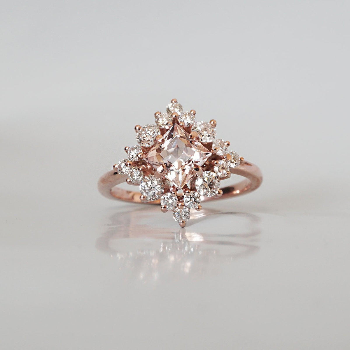 Aphrodite Morganite Diamond Ring in 14K and 18K Gold - Tippy Taste Jewelry