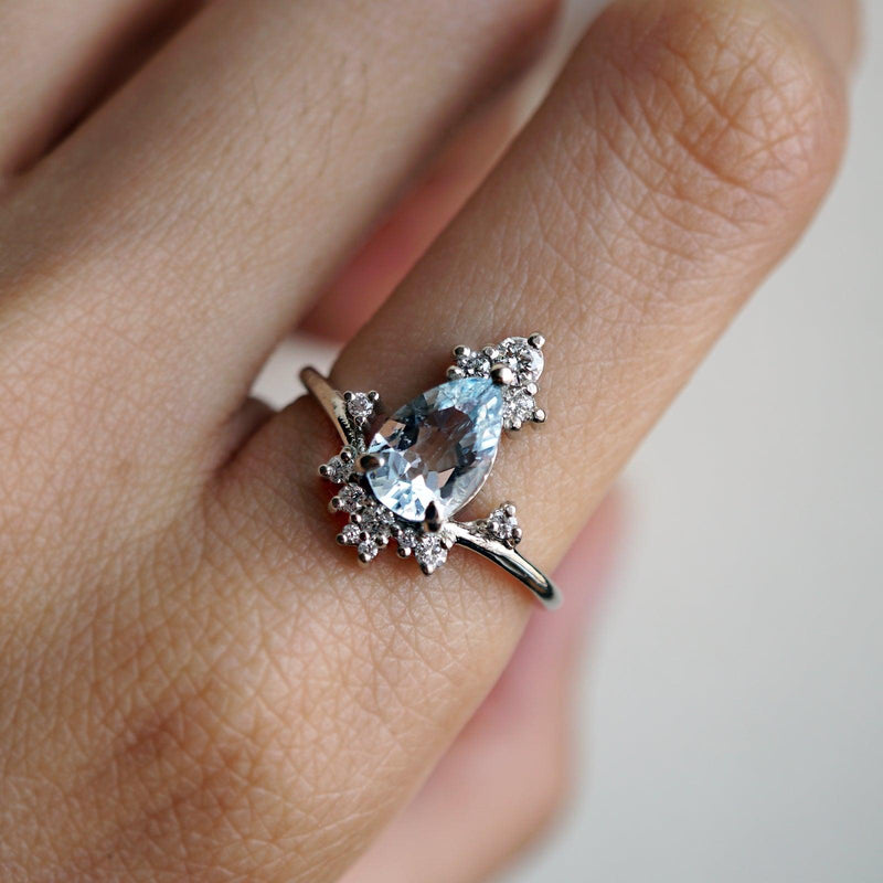 Freya Aquamarine Diamond Ring in 14K and 18K Gold - Tippy Taste Jewelry