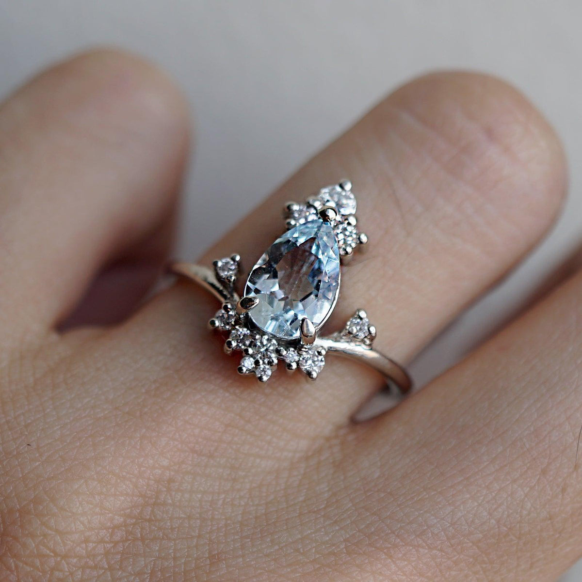 Freya Aquamarine Diamond Ring in 14K and 18K Gold