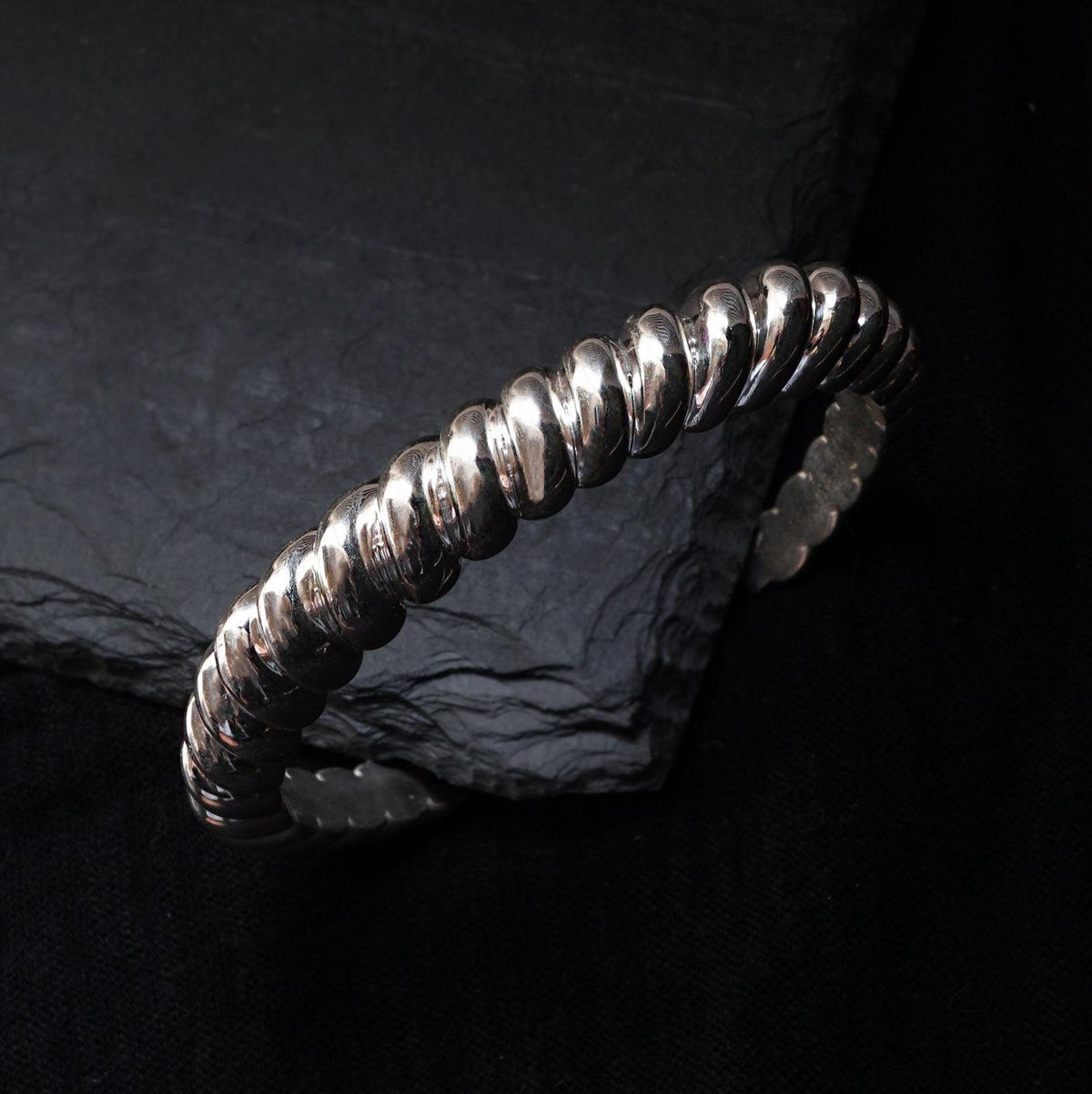 Heavy Twisted Tapered Silver Cuff, 10.5mm