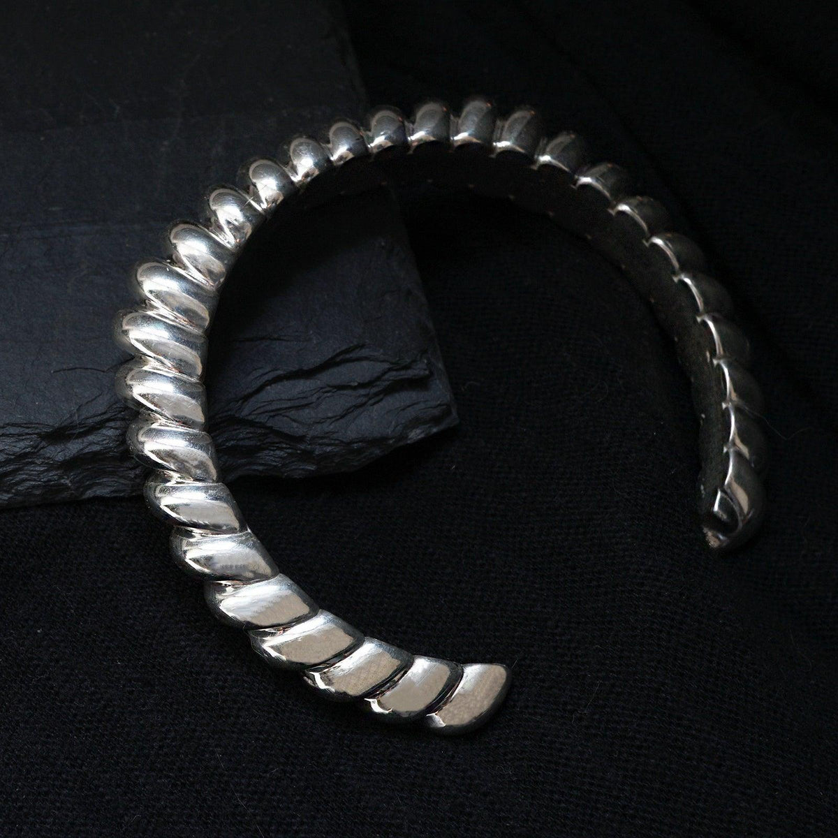 Heavy Twisted Tapered Silver Cuff, 10.5mm