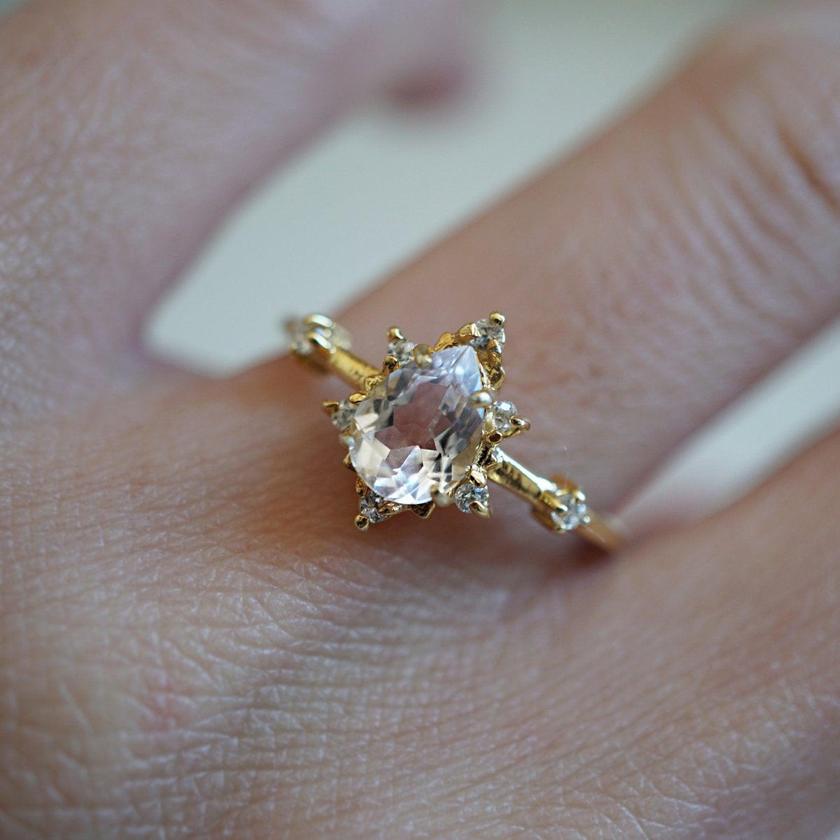 14K Morganite Diamond Crush Ring - Tippy Taste Jewelry