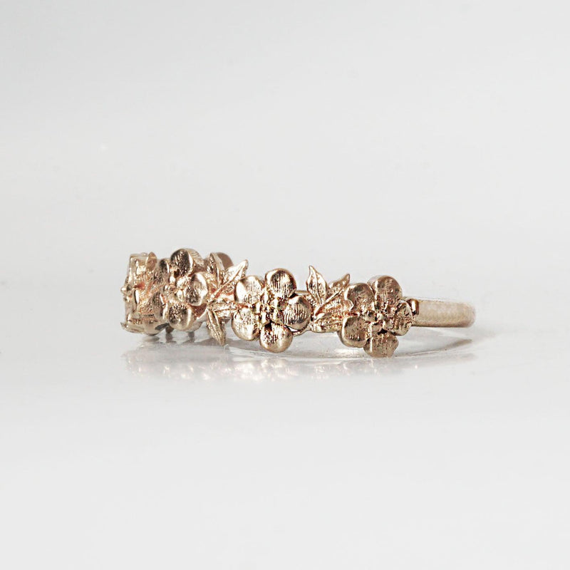 14K Mahogany Snow Flower Ring Band - Tippy Taste Jewelry