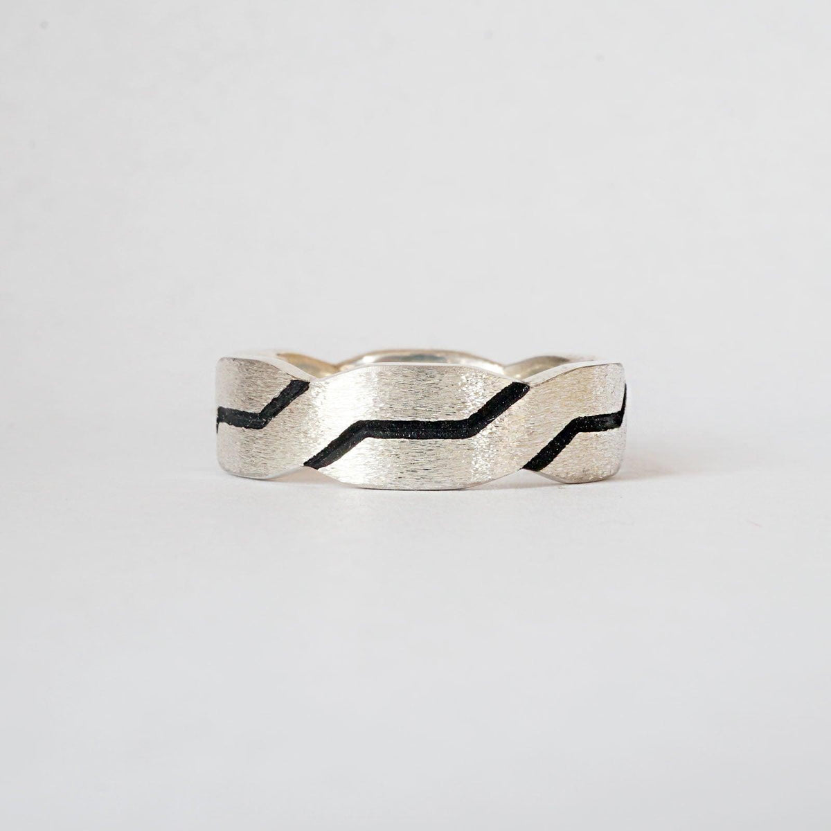 Zig Zag Ring in Sterling Silver and 14K Gold, 7mm