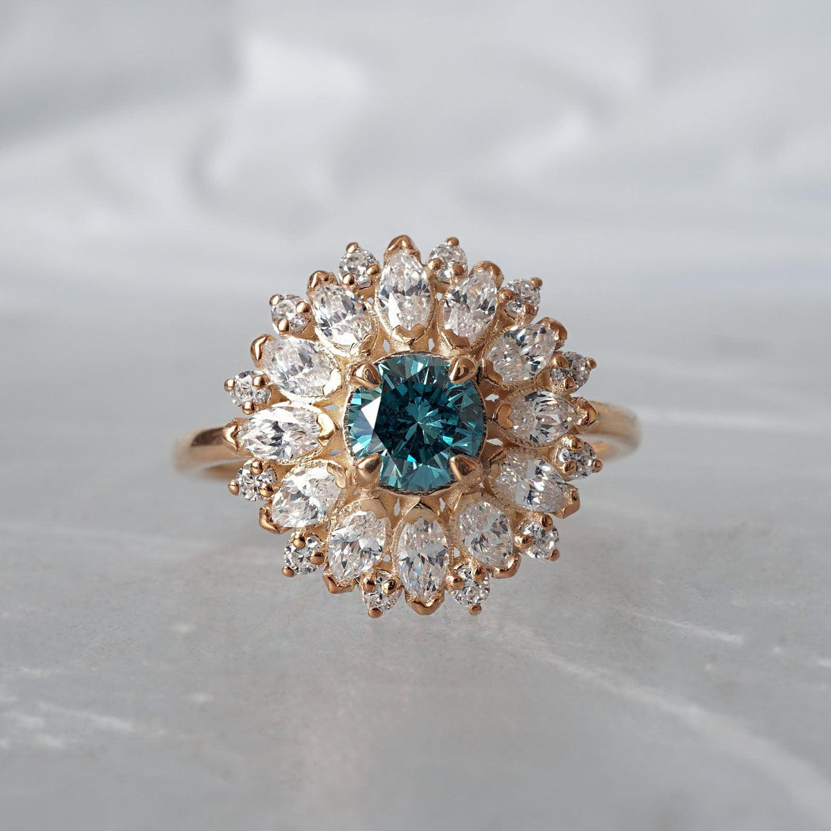 Dandelion Blue Diamond Ring