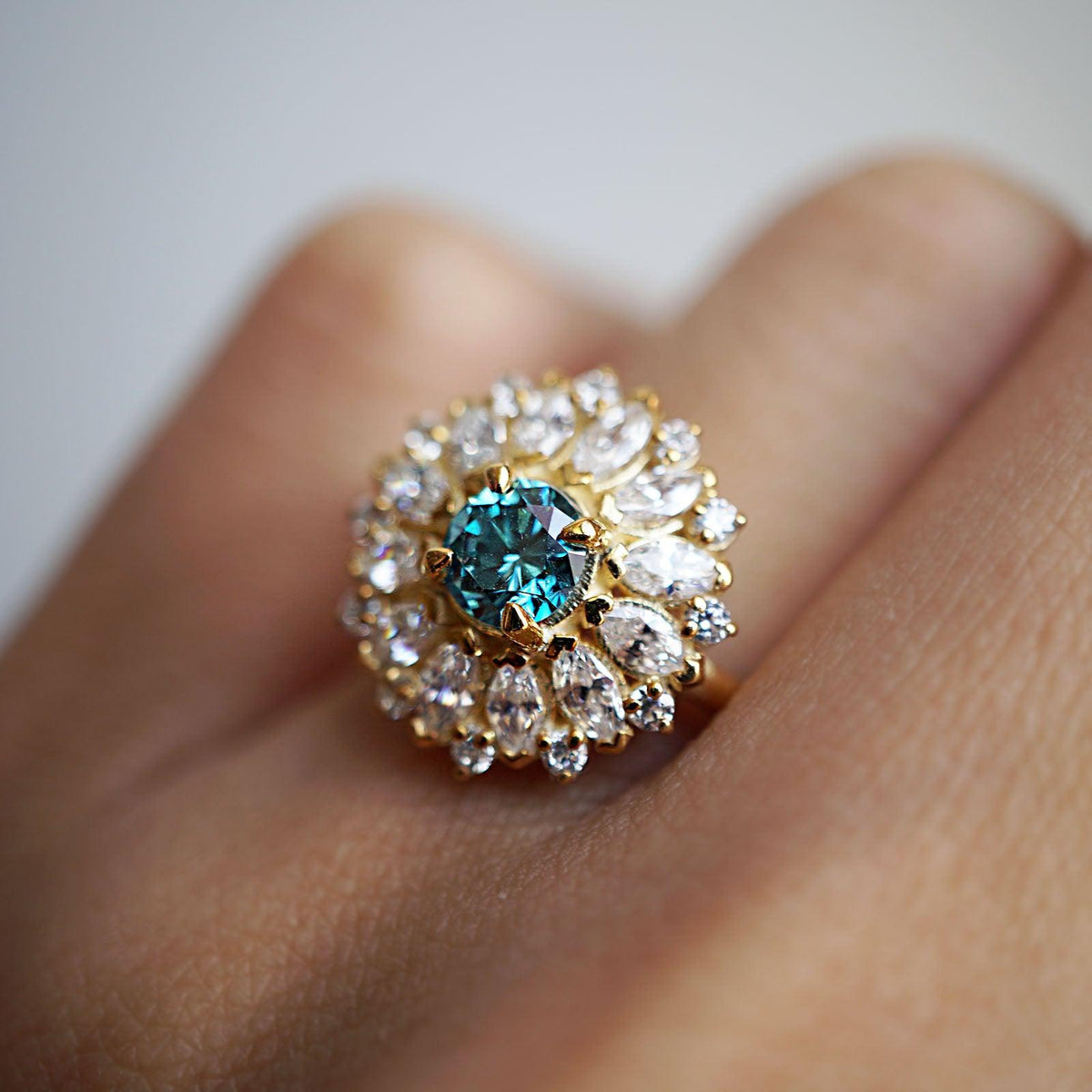 Dandelion Blue Diamond Ring