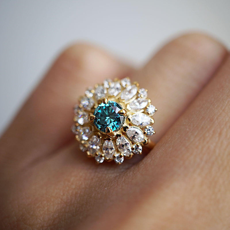 Dandelion Blue Diamond Ring - Tippy Taste Jewelry