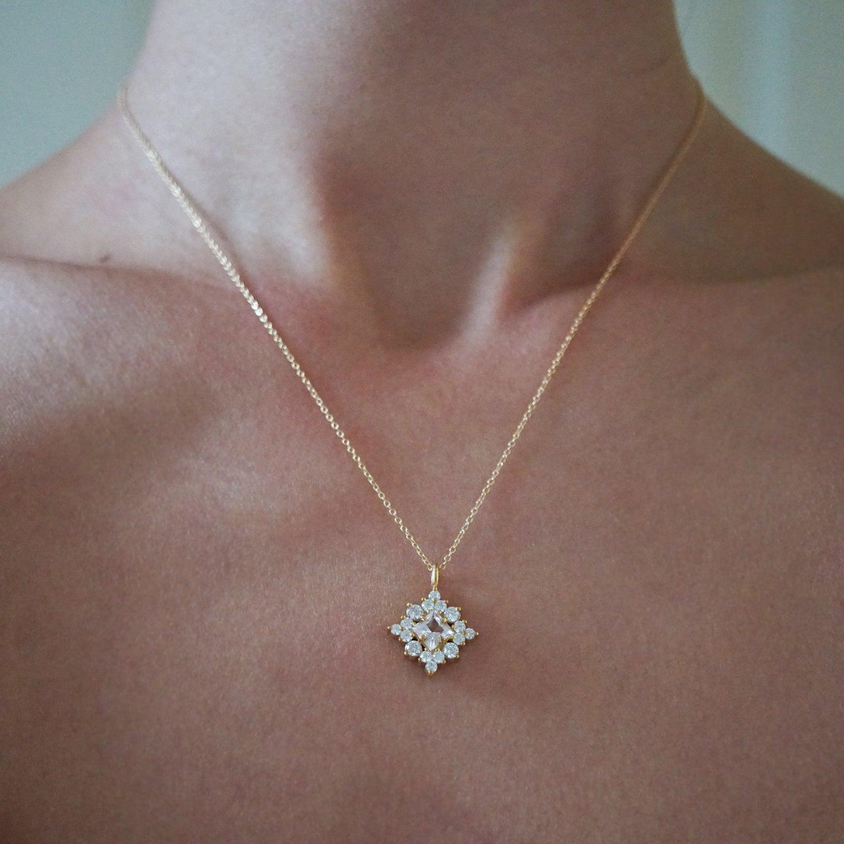 14K Aphrodite  Morganite Diamond Necklace