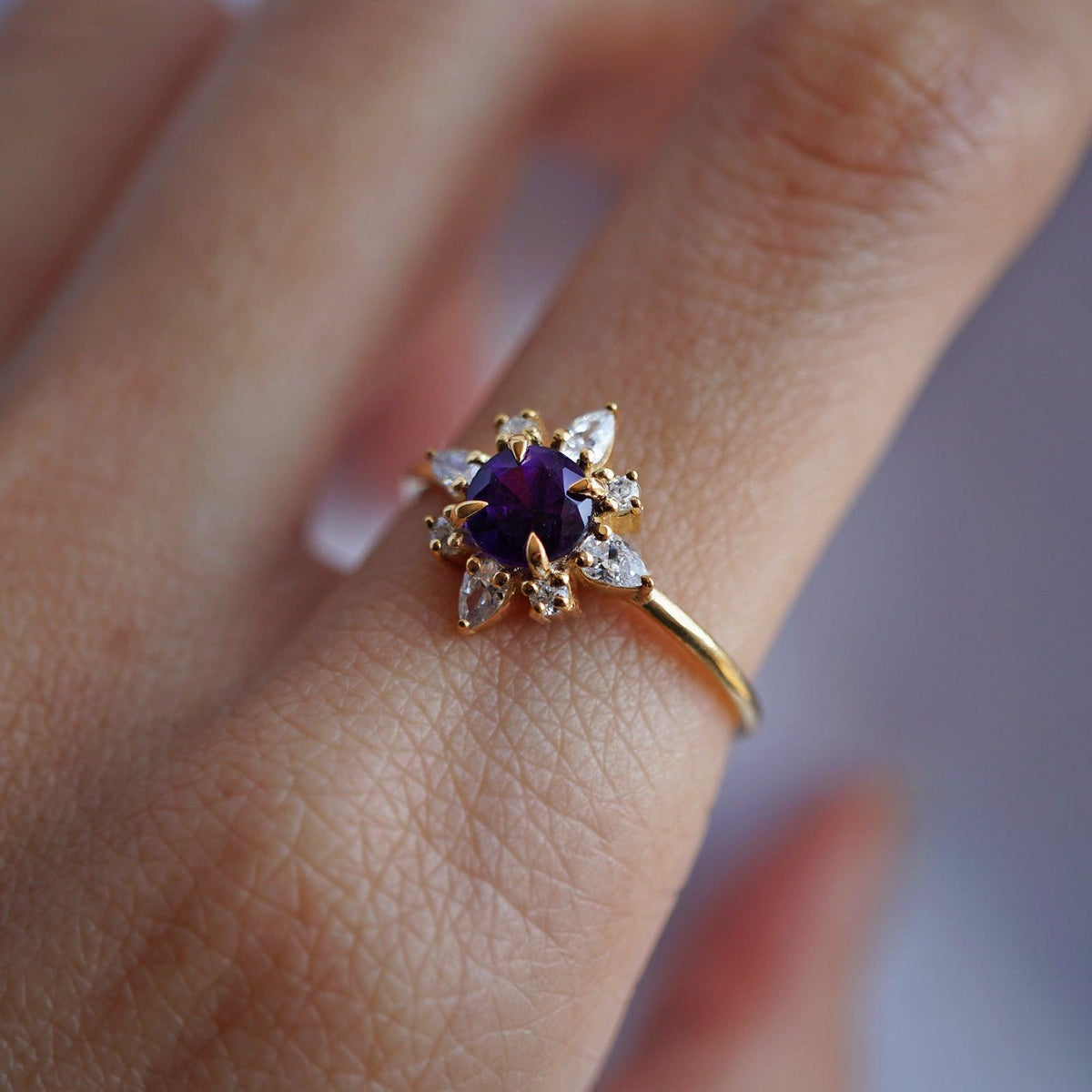 Amethyst Passion Flower Ring - Tippy Taste Jewelry