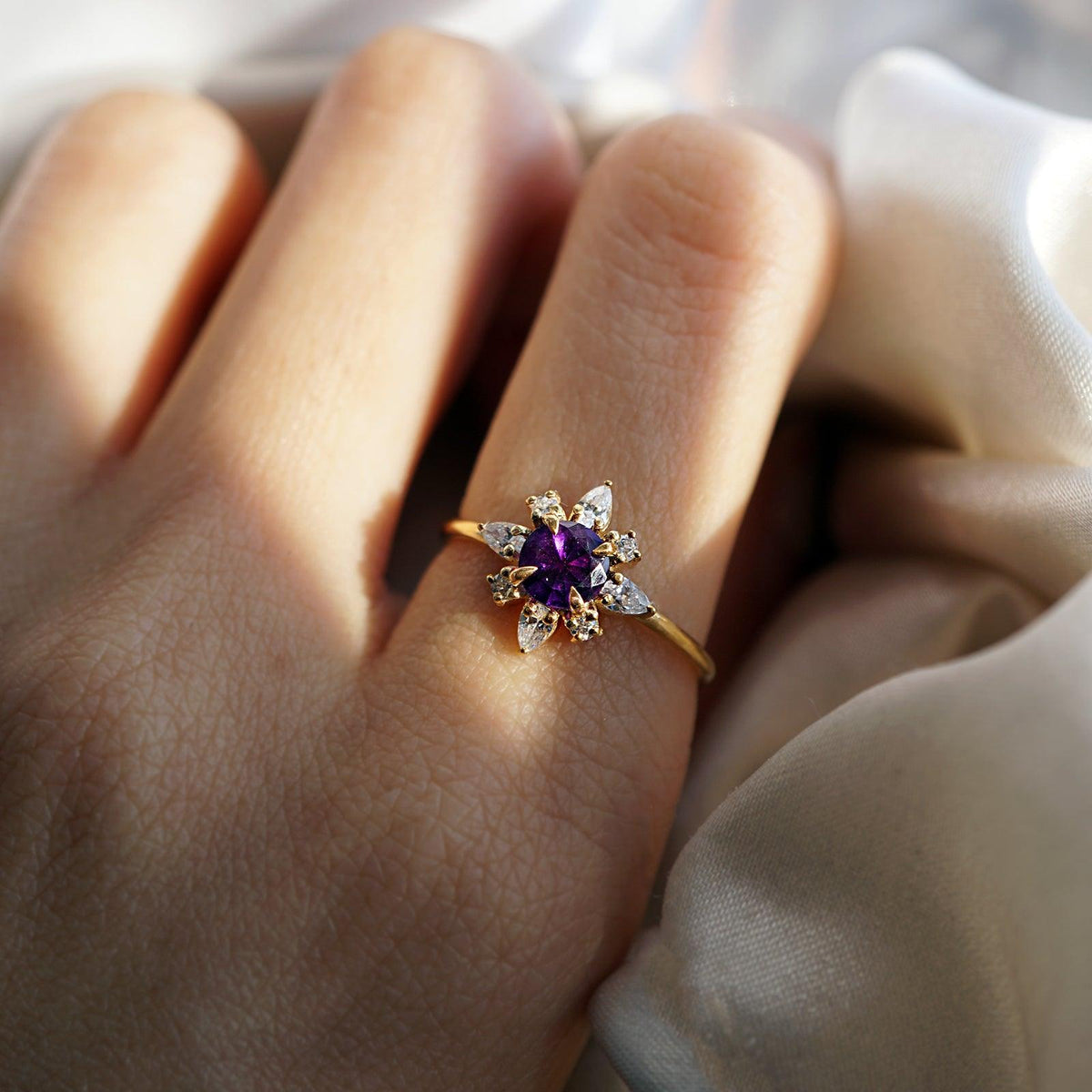 Amethyst Passion Flower Ring