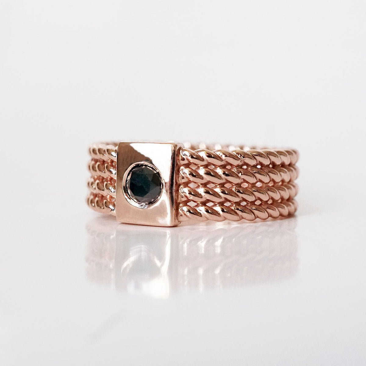 14K Braid Black Diamond Ring, 7mm - Tippy Taste Jewelry
