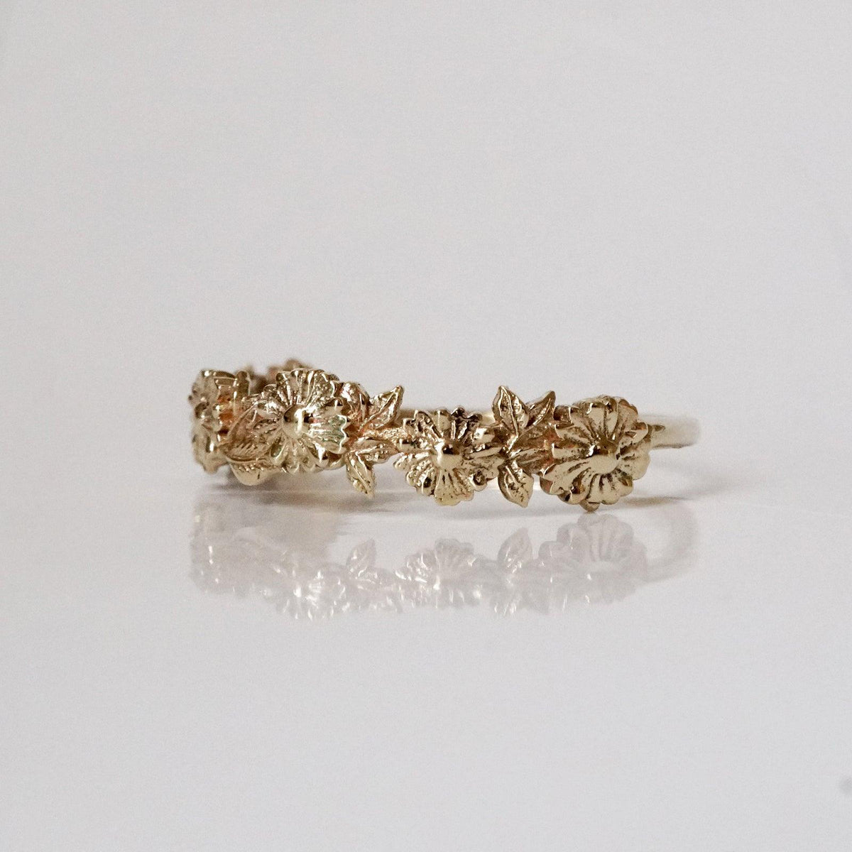 Daisies Ring Band in 14K and 18K Gold - Tippy Taste Jewelry