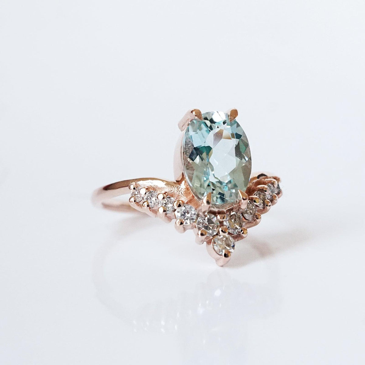 Oval Aquamarine Diamond ring- Tippy Taste Jewelry