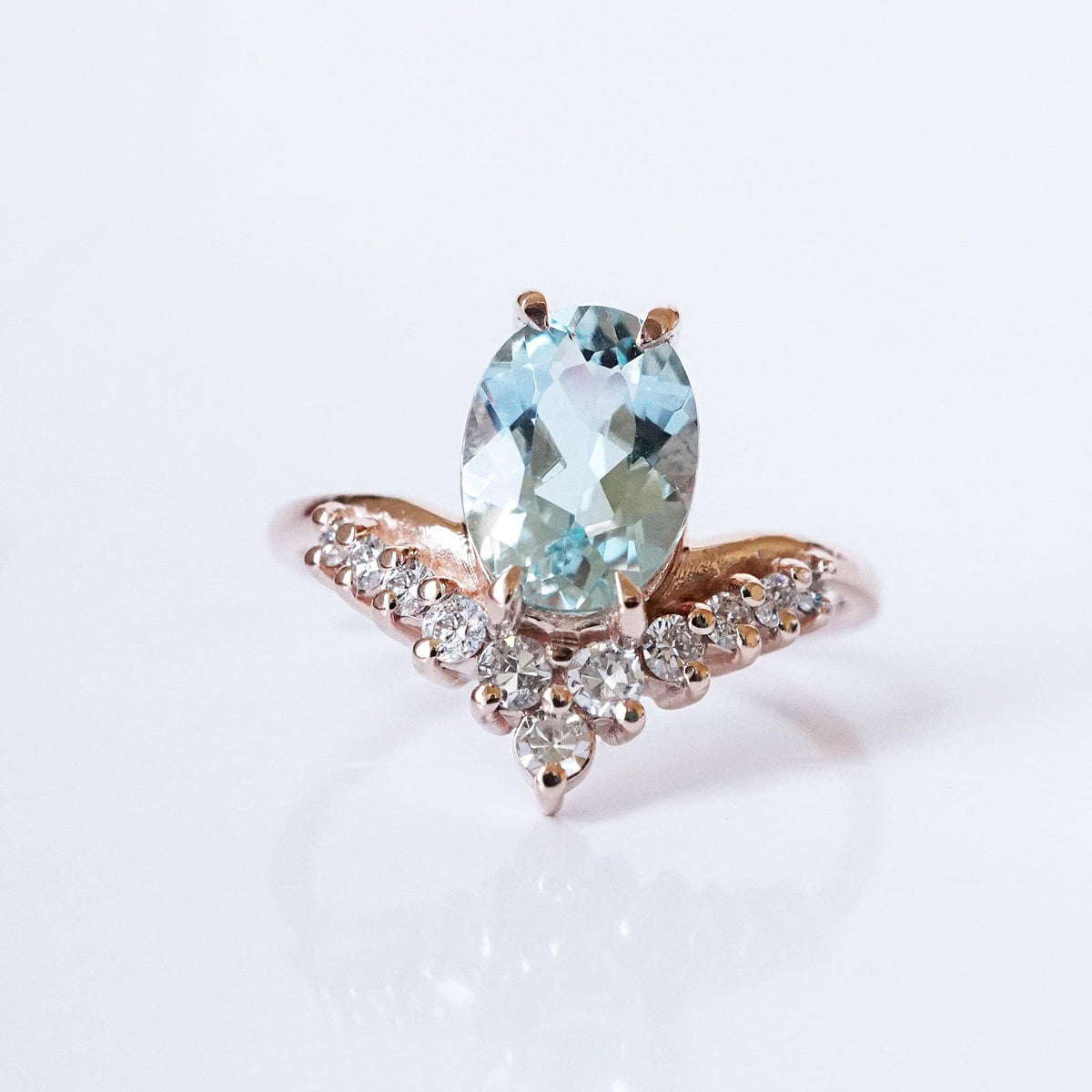 Oval Aquamarine Diamond ring- Tippy Taste Jewelry