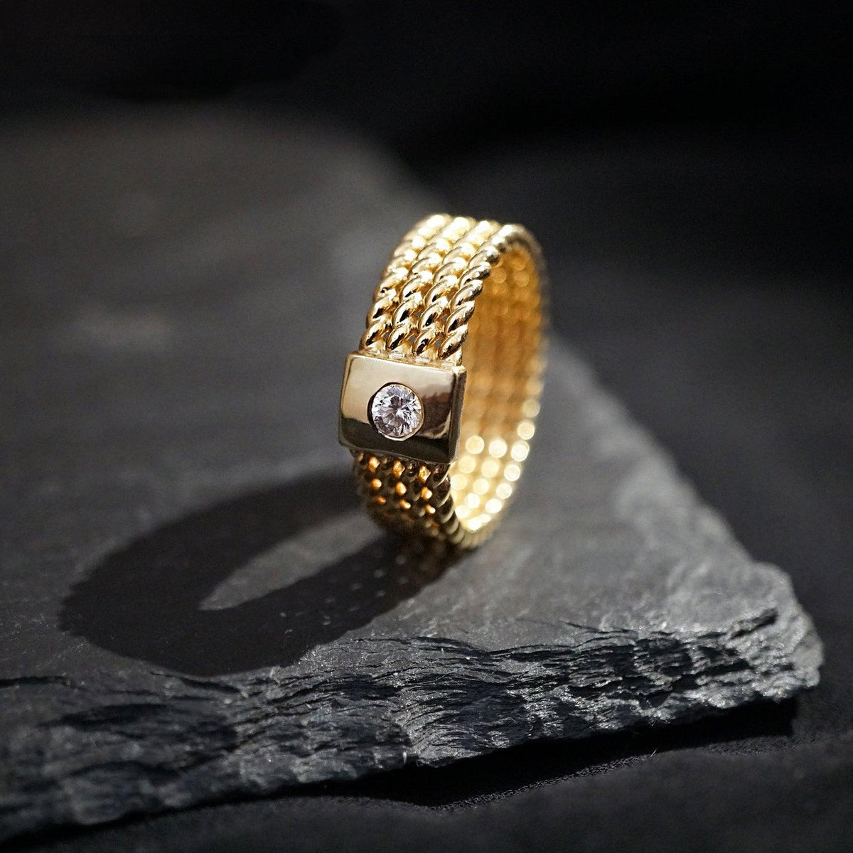 14K Rope Diamond Ring, 7mm - Tippy Taste Jewelry