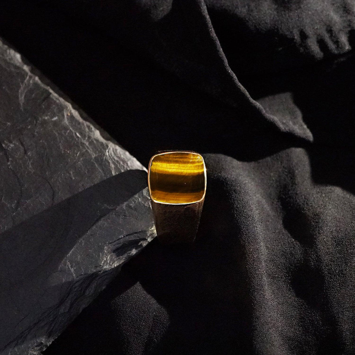 Exotic Signet Ring in Sterling Silver and 14K Gold, (3 stone choice)