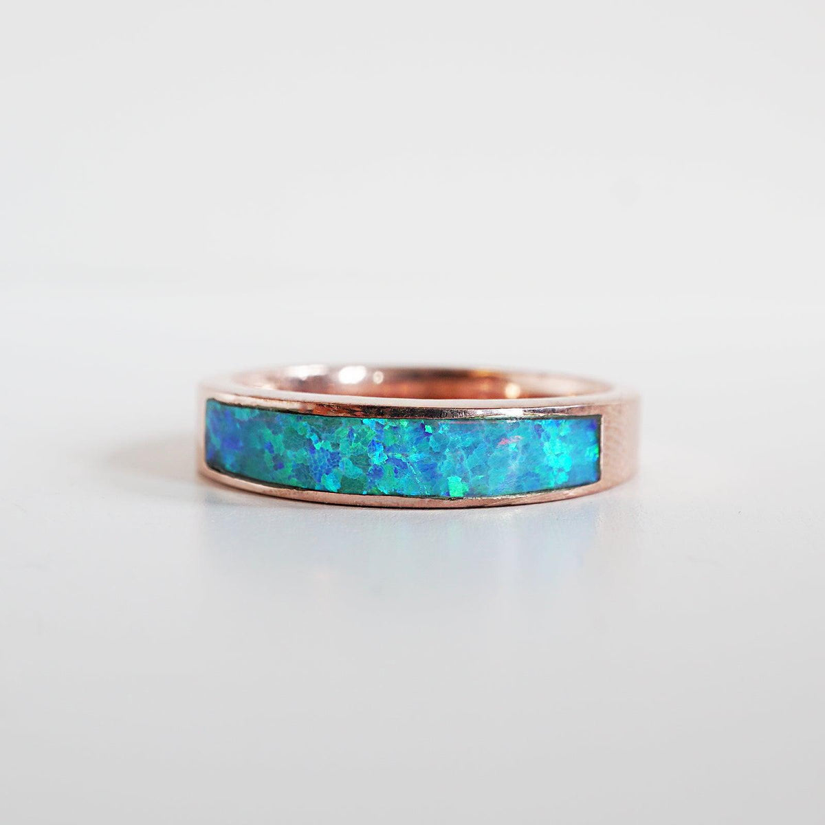 Opal Ring Band in Sterling Silver and 14K Gold, 3.5mm