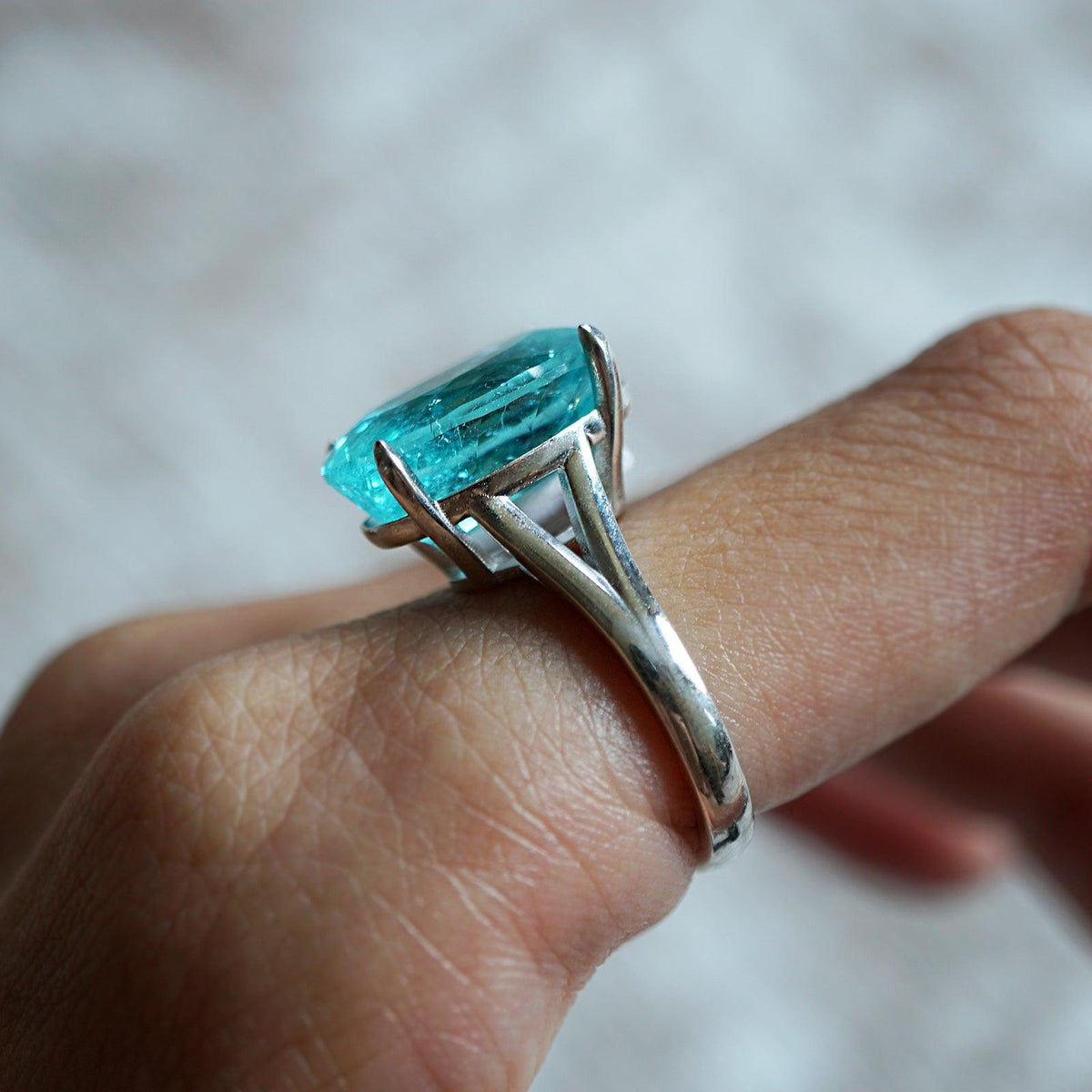 One Of A Kind: Oval Tourmaline Paraiba Ring, 8.92ct - Tippy Taste Jewelry