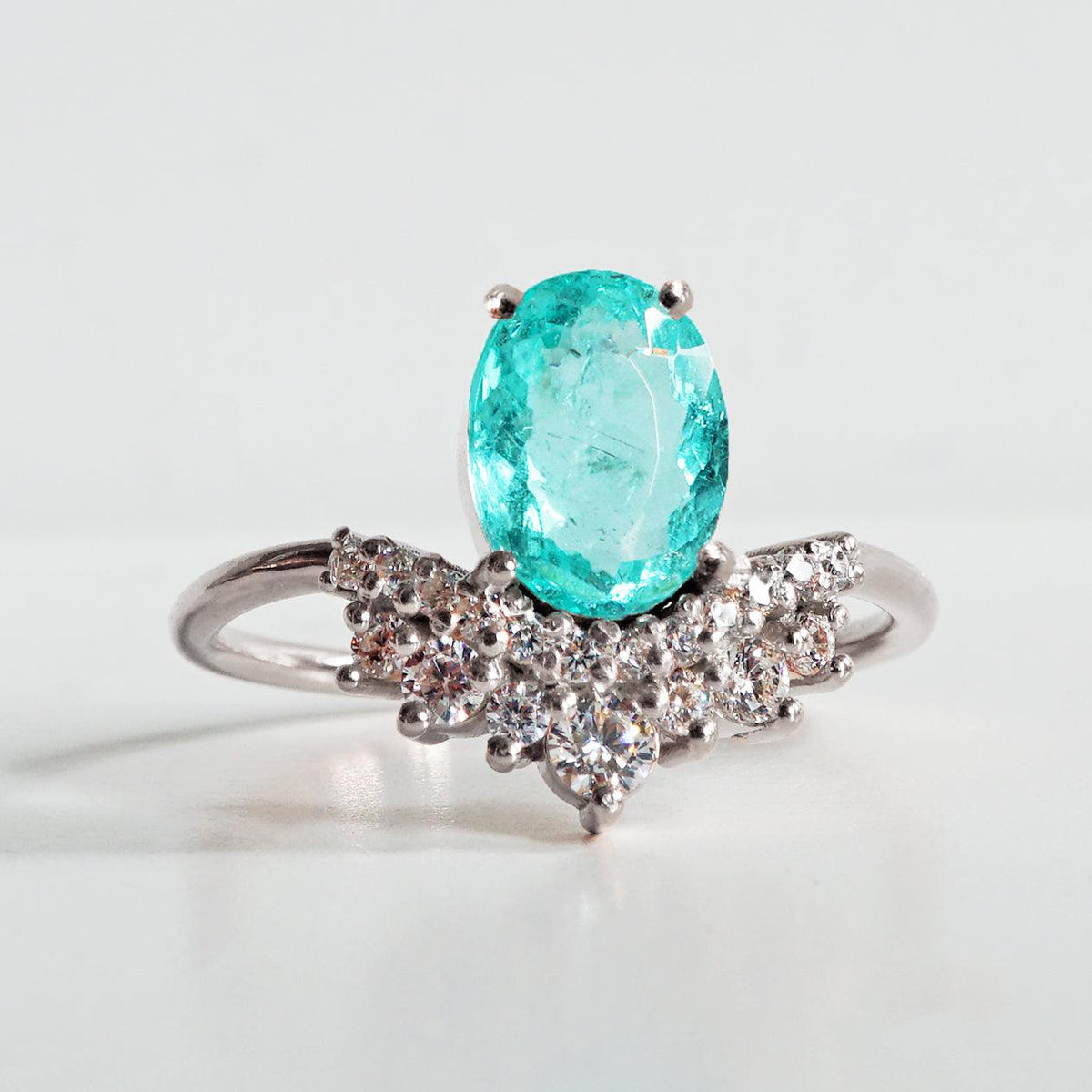 One Of A Kind: Arctic Paraiba Tourmaline Diamond Ring - Tippy Taste Jewelry