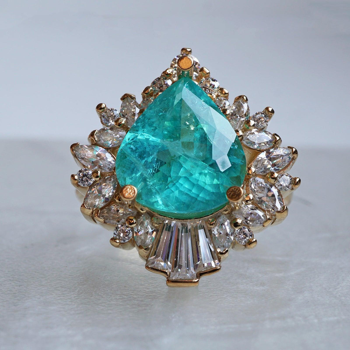 One Of A Kind: Hall Of Mirrors Tourmaline Paraiba Diamond Ring - Tippy Taste Jewelry