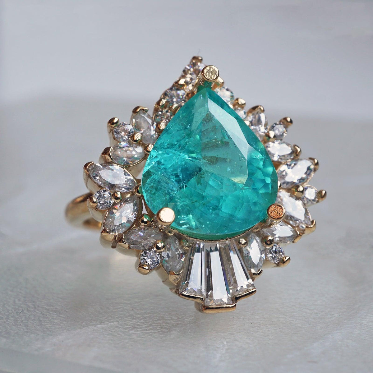 One Of A Kind: Hall Of Mirrors Tourmaline Paraiba Diamond Ring - Tippy Taste Jewelry