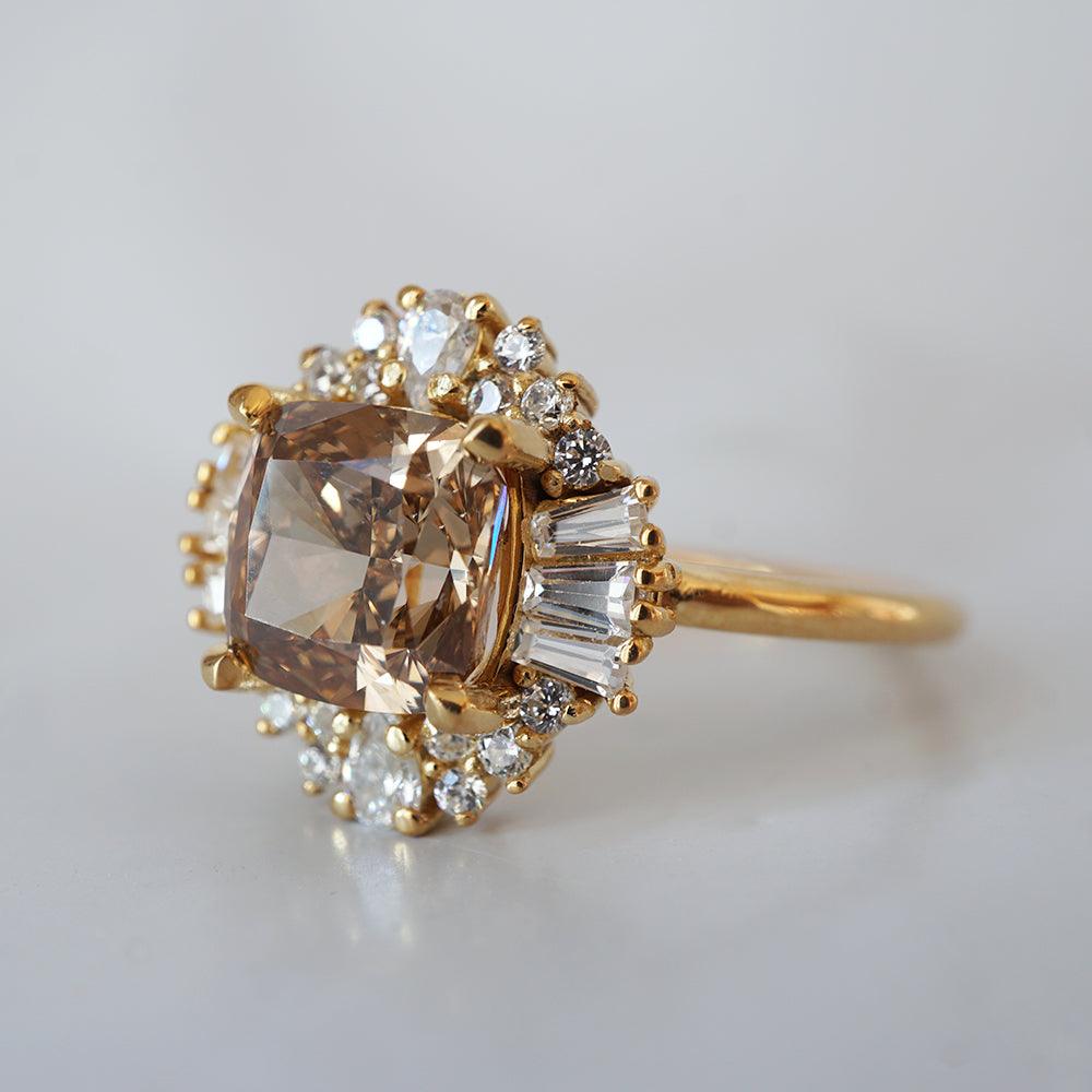 One Of A Kind: Champagne Diamond Ballerina Ring in 14K and 18K Gold, 2.03ct - Tippy Taste Jewelry