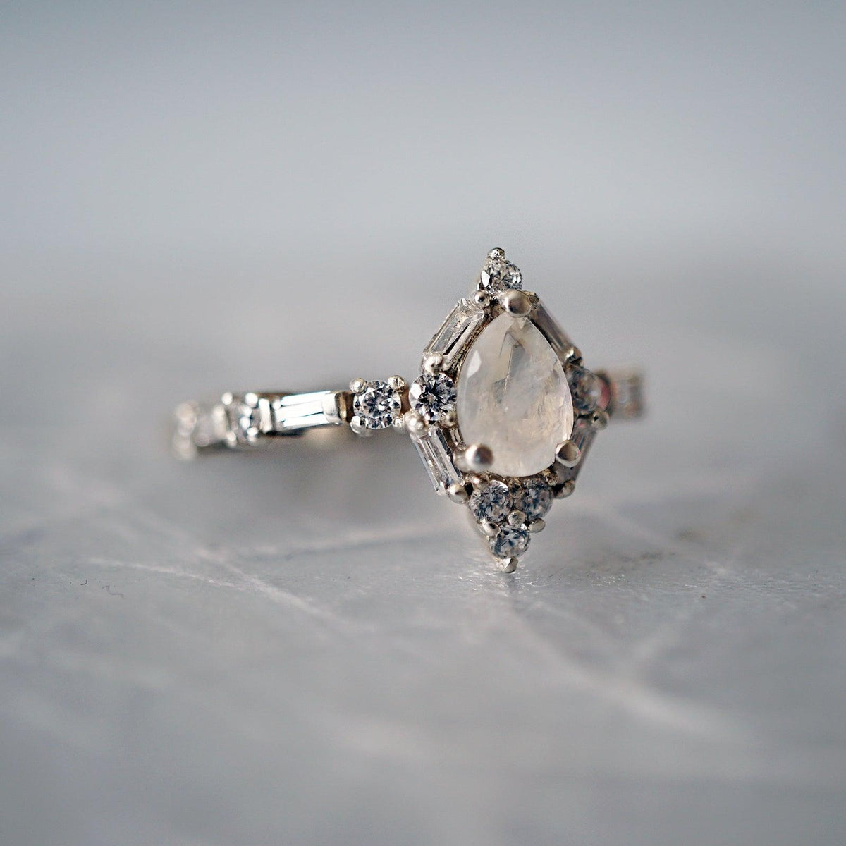 Selene Moonstone Diamond Ring - Tippy Taste Jewelry