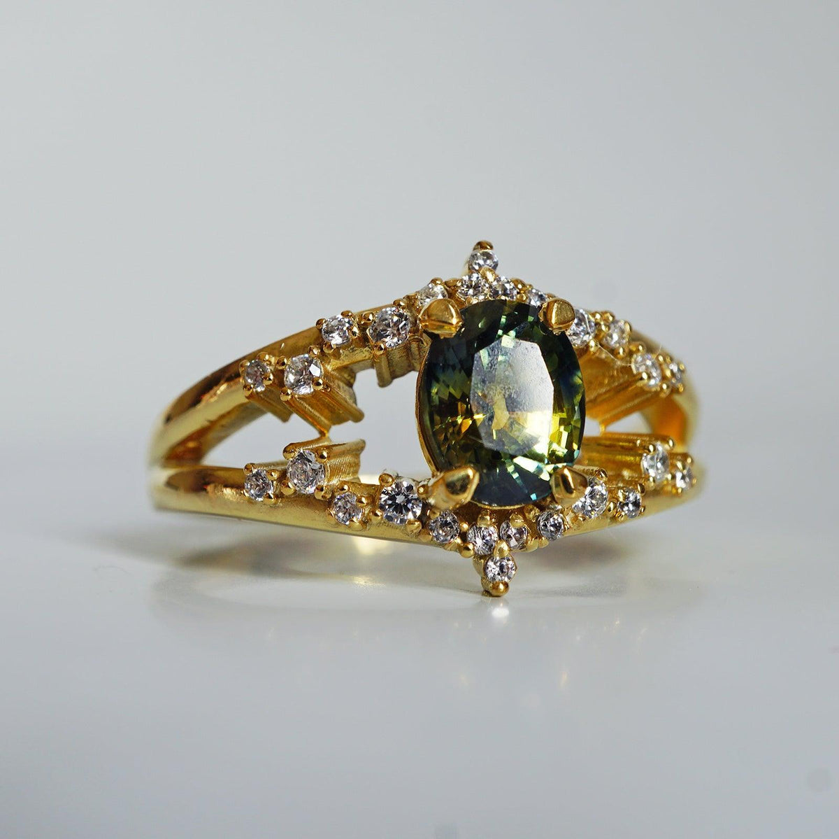 One Of A Kind: Celestial Parti Sapphire Diamond Ring - Tippy Taste Jewelry