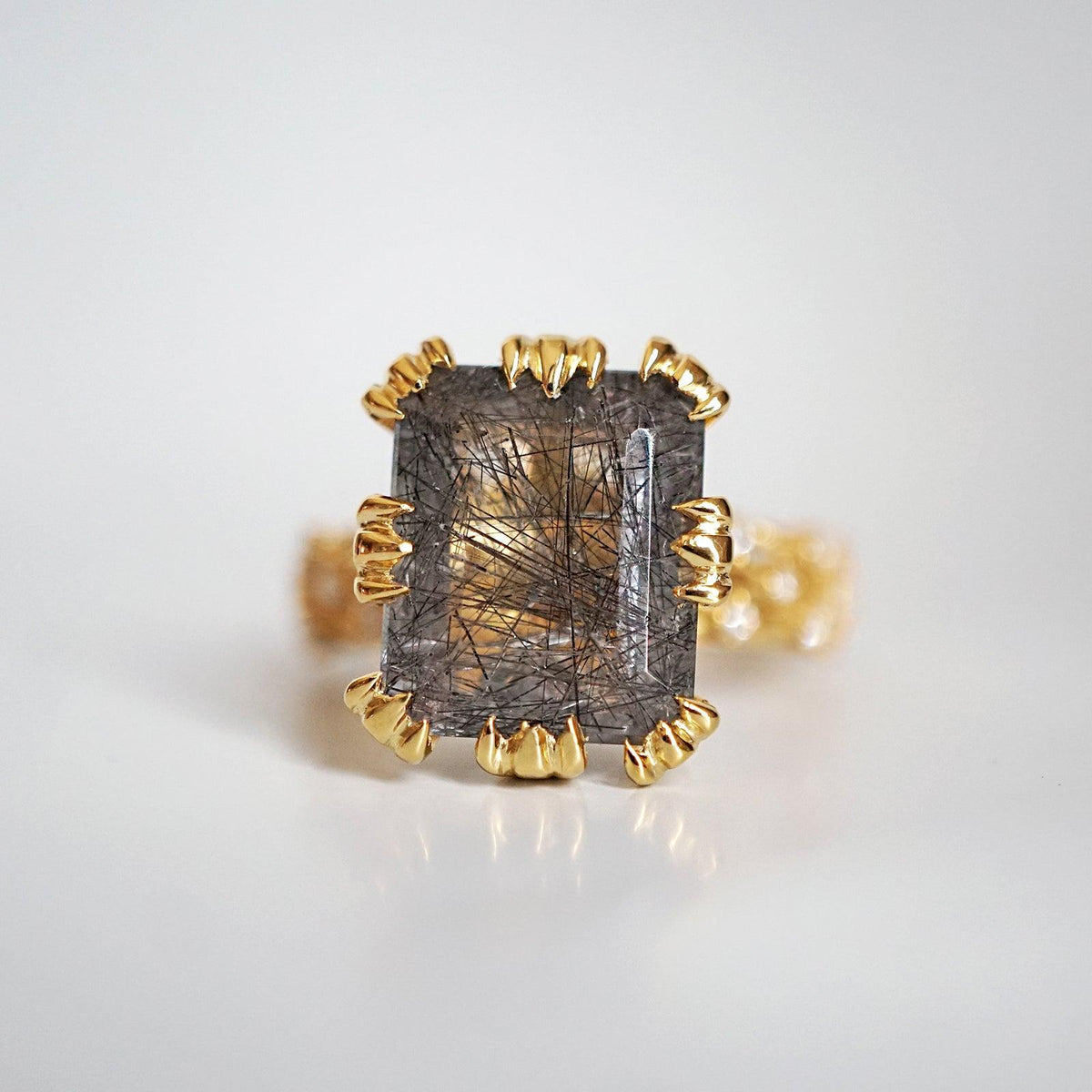 Empress Rutilated Quartz Diamond Ring in 14K and 18K Gold