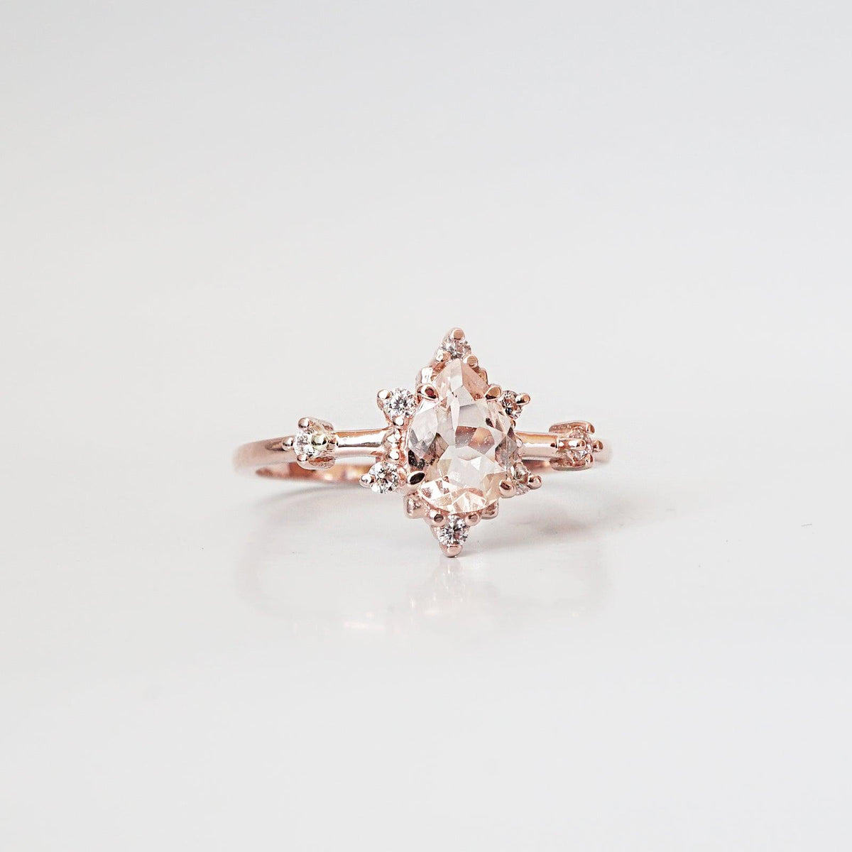 14K Morganite Diamond Crush Ring - Tippy Taste Jewelry