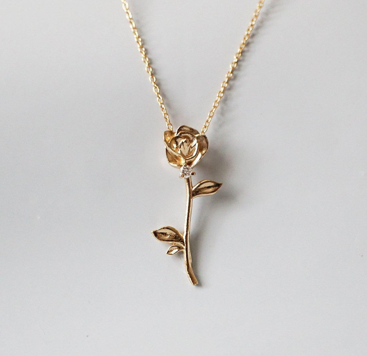 14K Rose Diamond Necklace - Tippy Taste Jewelry