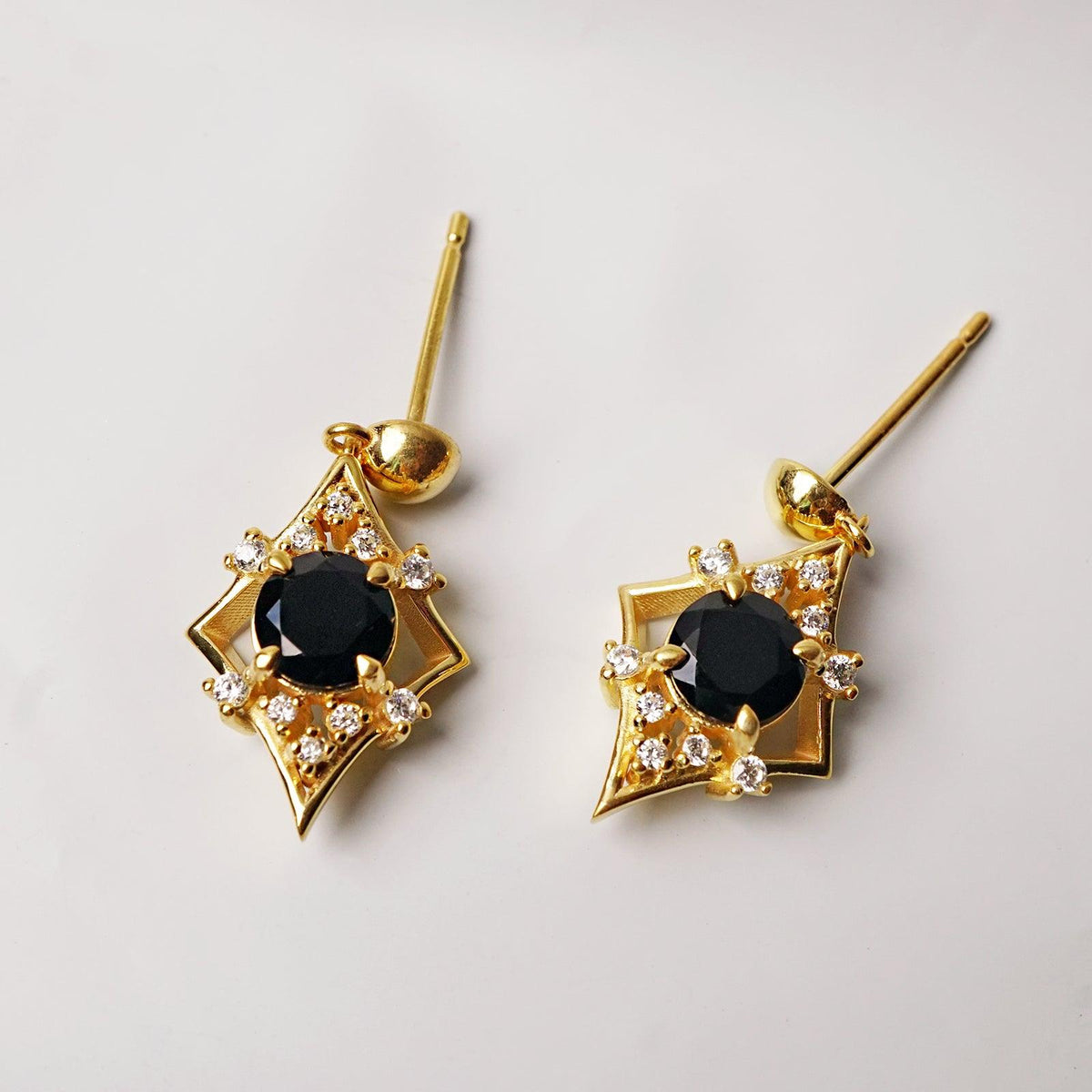 14K Lovers Shield Black Diamond Earrings - Tippy Taste Jewelry