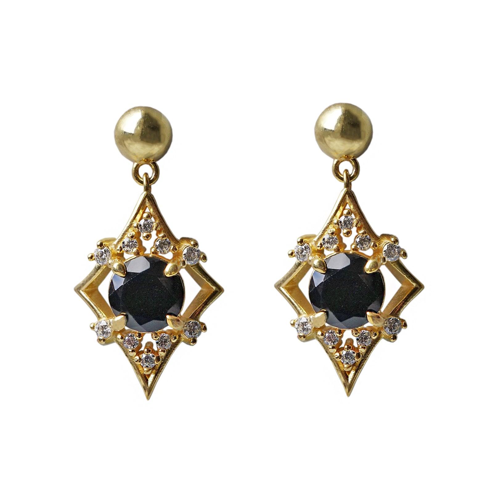 Elegant and simple black and gold earrings - Folksy
